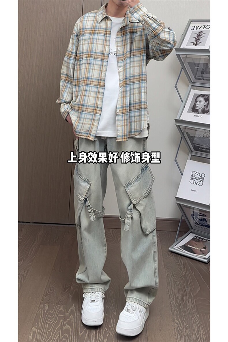 经典百搭高腰休闲潮牌牛仔裤简约直筒复古时尚长裤K431P65控89,男装牛仔裤,电商A102B