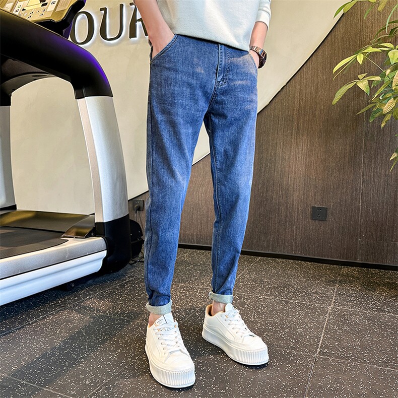 社会小伙牛仔裤男修身小脚弹力薄款高端男士休闲裤NZK6660-P70,男装牛仔裤,星座1207-1