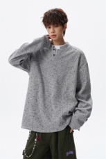 美式扎染V领长袖T恤大码设计休闲内搭卫衣打底衫上衣LT1007特P32，男装T恤，电商B215