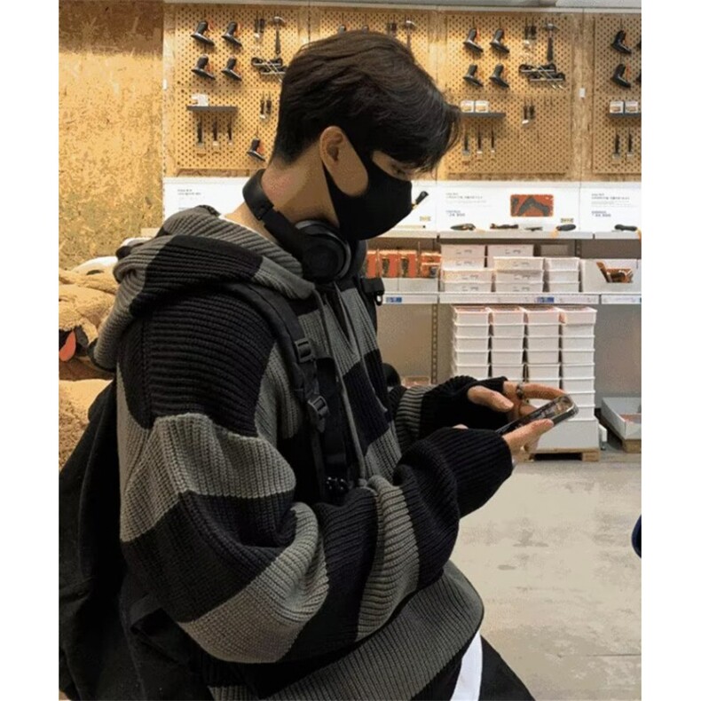 针织衫卫衣男士鹿毛绒连帽针织衫上衣连帽宽松毛衣外套男M52,男装针织衫/毛衣,星座1116A（原606A-3）