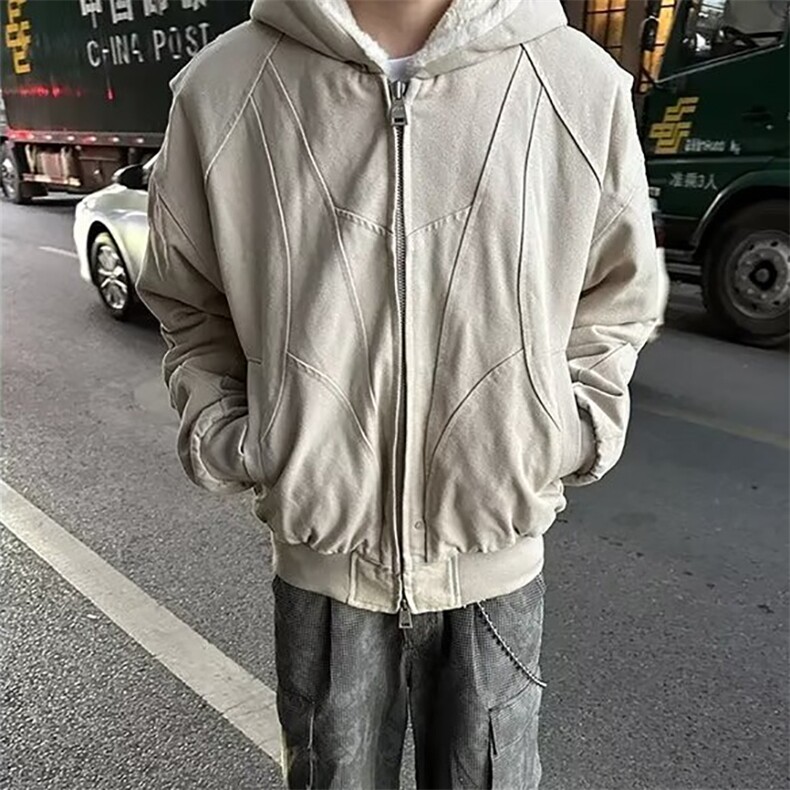网图座山雕连帽结构夹克情侣棉服外套毛绒棉衣 A025-XY12532-P105图片