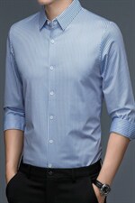 2023年秋季新款中年男士长袖衬衫商务休闲上衣条纹免烫衬衣男装，男装衬衫，电商B212（原钱塘6029）