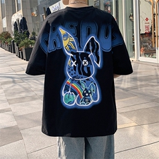 得物抖音40支双纱高品质港风潮牌纯印花短袖T恤男女T7182-P45，男装T恤，电商A441-1