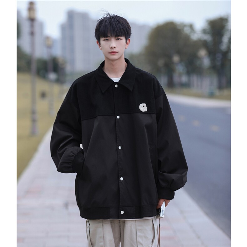 高品质！23秋季新款毛巾绣拼接翻领夹克外套GJK232-P80控108,男装夹克,电商B370