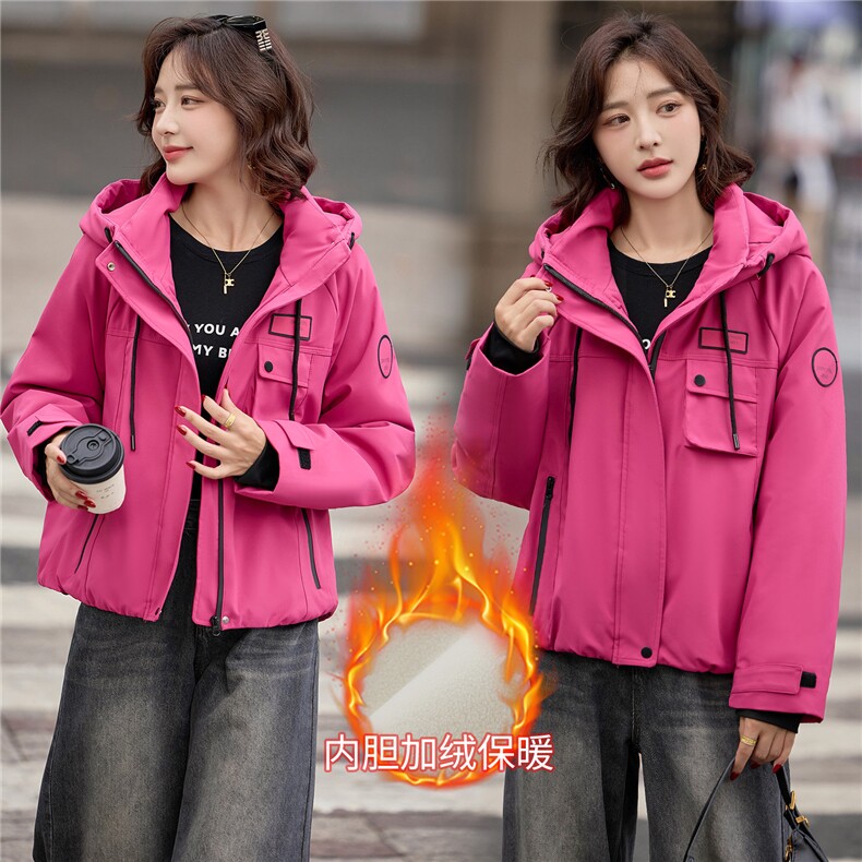 （现货）2025冬装新款简约时尚休闲连帽加绒派克服外套，女装派克服，难舍钰依