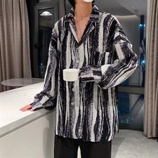 长袖衬衫春款男港风潮流冰丝百褶扎染衬衫C073P33，男装衬衫，星座1116-2