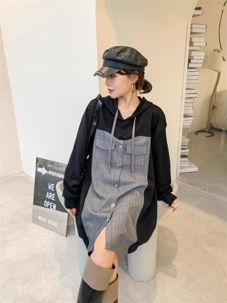 爱美欧现货，卫衣拼接连衣裙，女装卫衣/绒衫，爱美欧