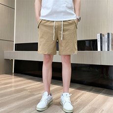 夏季棉麻刺绣短裤男休闲百搭五分裤纯棉沙滩裤XZ310B-3-DK833-P25，男装牛仔裤，星座310B-3
