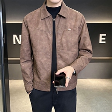 店主风2025秋季翻领皮衣男痞帅休闲外套男装夹克C317-J905-P135，男装夹克，电商C317