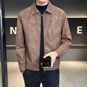 店主风 2025秋季翻领皮衣男痞帅休闲外套男装夹克C317-J905-P135图片