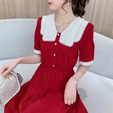 时尚修身显瘦连衣裙夏季有现货，女装连衣裙，千利红