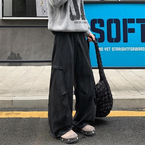 秋季新款痞帅高街扎染褶皱拼接大码休闲弯刀裤男K5953-特P50控88图片