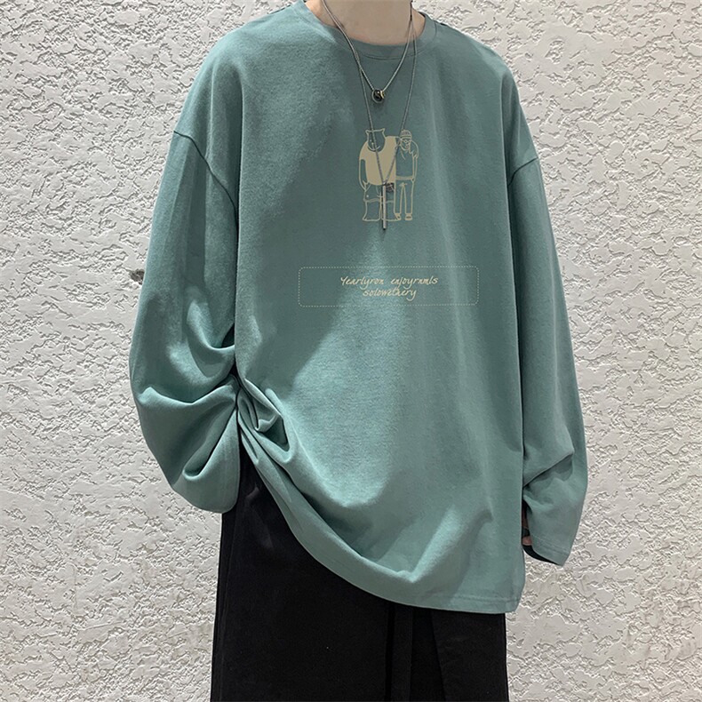 青少年秋季情侣装港风大码T恤纯棉长袖打底衫男NQY676TP25控价38,男装T恤,电商A102-1