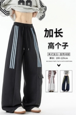 三条杠运动裤男加长版高个子裤子190cm115直筒阔腿工装裤KZ075P55，男装工装外套，电商B312