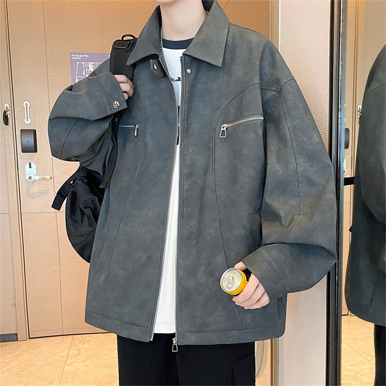 春秋季皮衣外套男女同款新款美式夹克XZ102B-1-JK2536P985,男装皮衣,星座102B-1