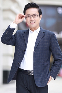 新款中年男士西装领休闲轻休闲上衣商务风单西外套WW3801-P98图片