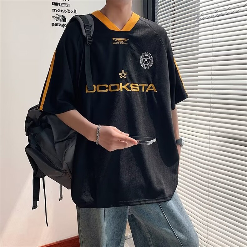 青春流行衫新款宽松型日系时尚夏季潮五分袖男2023潮流,男装T恤,星座716-4