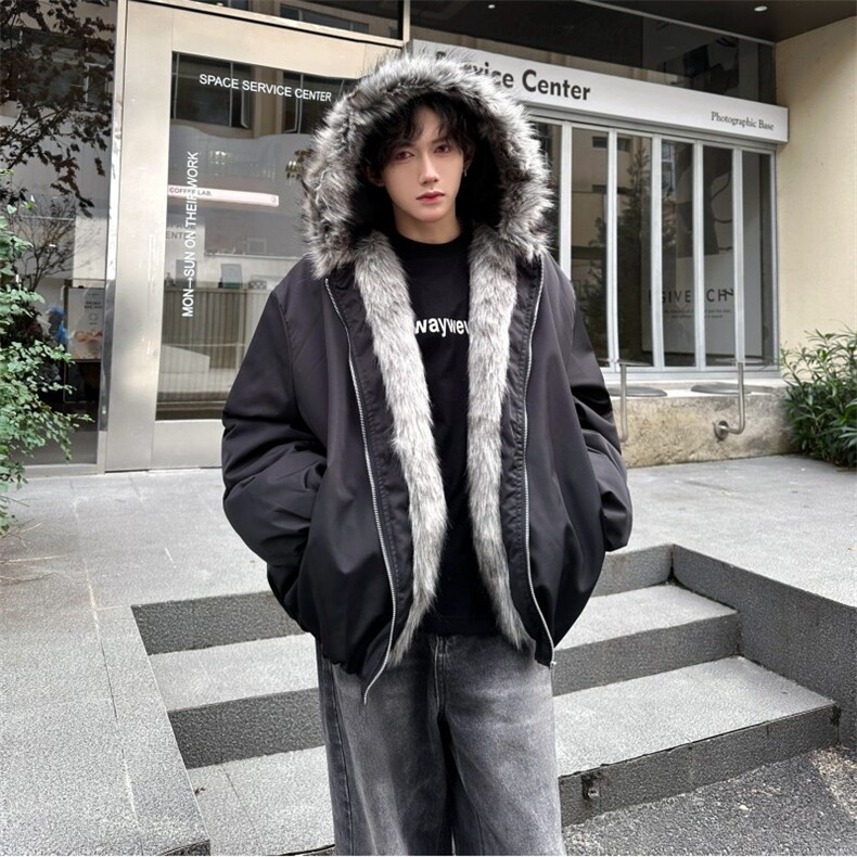 xz514-819-P125座山雕加绒毛领棉服,男装棉衣,星座514