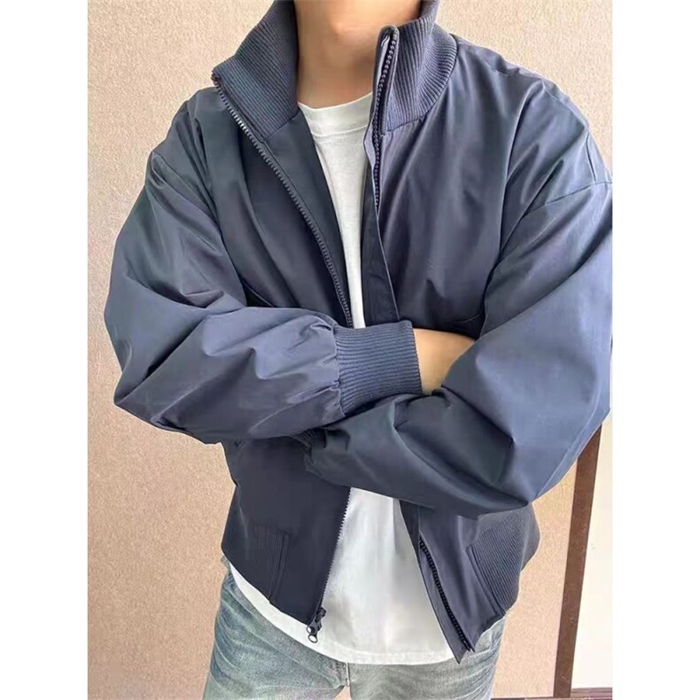 现货26春装美拉德立领飞行夹克纯色复古廓形高街棒球服外套,男装夹克,电商A486-1