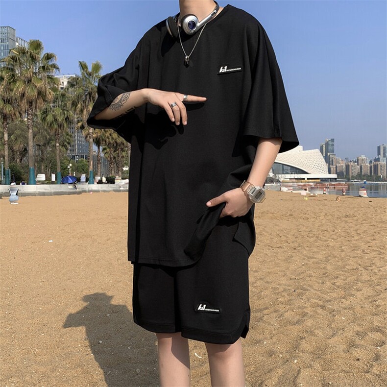 短袖t恤套装男士夏季薄款休闲运动一套搭配衣服男装夏装体恤，男装休闲套装，星座506