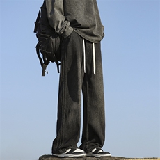 2025秋季新款高品质时尚休闲时尚潮流扎花阔腿牛仔裤2507-特批45，男装牛仔裤，电商A320A