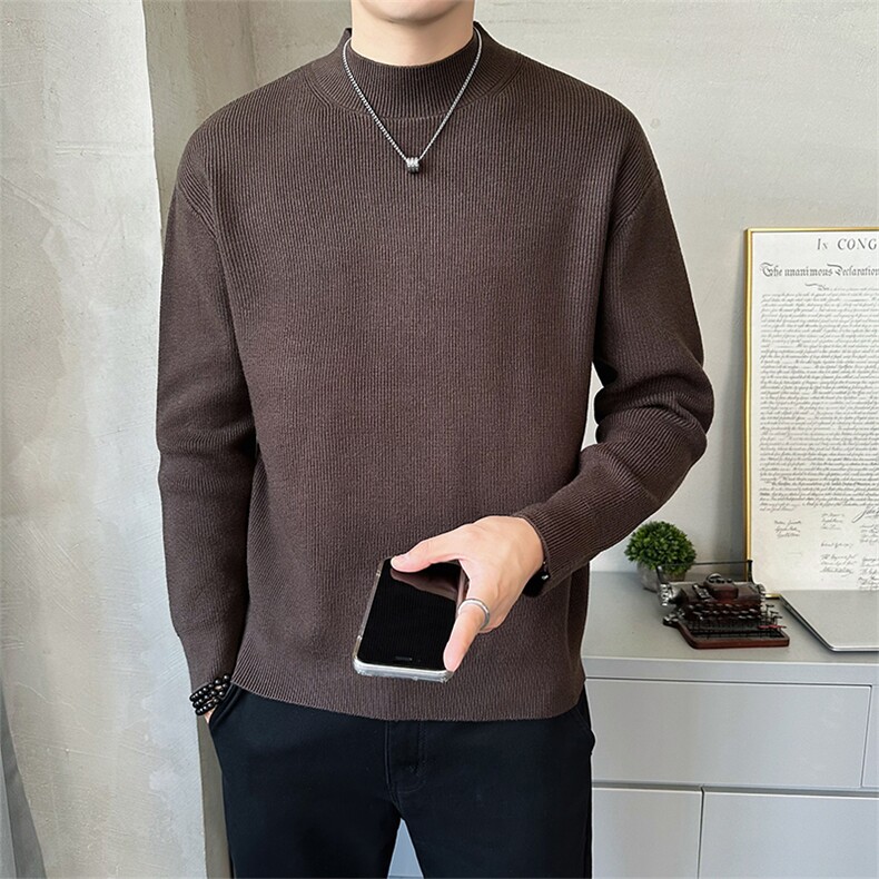 店主风秋季新款半高领毛衣针织衫男上衣加厚打底衫B338-6231-P65,男装T恤,电商B338