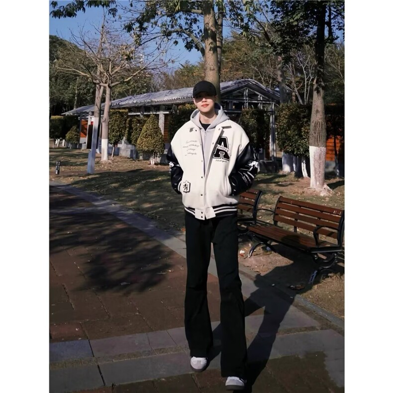 春秋棒球刺绣少女高中学生上衣夹克情侣复古初中服冬美式外套新款，男装夹克，星座506A