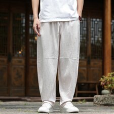 2026夏装新款汉服唐装风透气凉爽棉麻休闲裤A057-K381-P45，男装民族服装，电商A057B