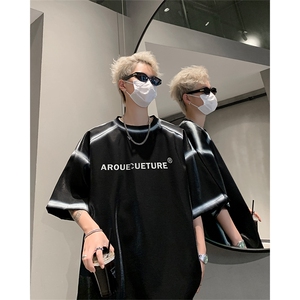 男装丝光棉喷漆短袖T恤2025夏印花五分袖体恤XZ514-2-2024109-P63图片