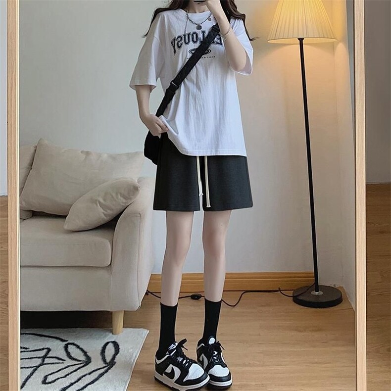米尼运动短裤女夏季中裤灰色休闲阔腿五分裤K3105-P28官图,女装休闲裤,电商B245