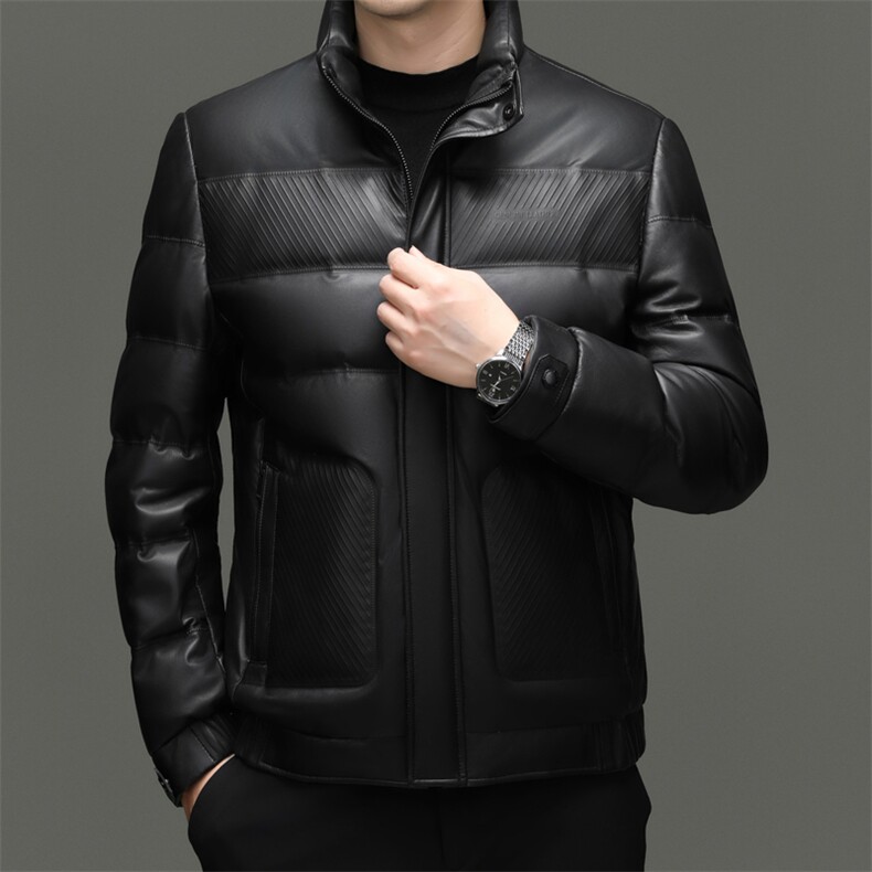 BG-W2813冬季男士海宁真皮羽绒服绵羊皮夹克羽绒内胆百搭外套图片