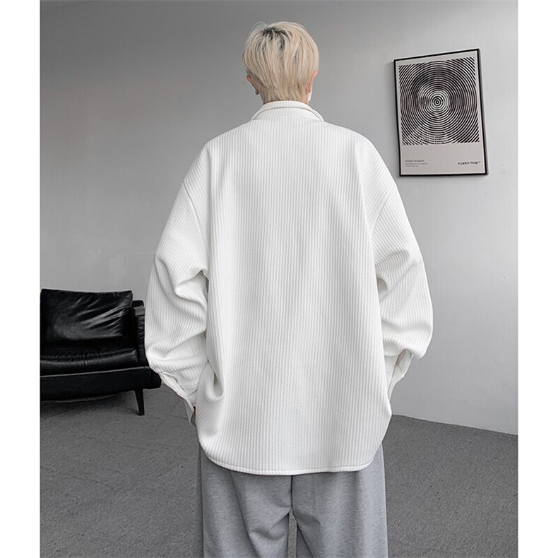 8XL-M春季衬衫外套纯色大码复古宽松轻熟风穿搭长袖衬衣CS9003P58,男装衬衫,电商B238