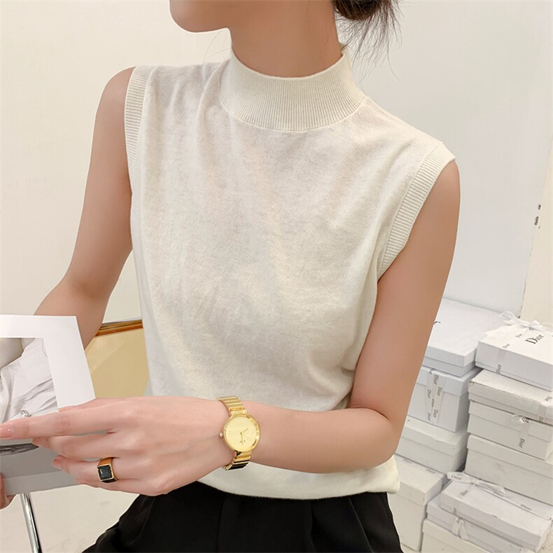 2025年秋季时尚百搭通勤简约休闲羊毛半高短袖,女装T恤,朝思羊绒
