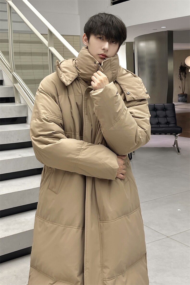 棉服男冬季新款港风宽松连帽加长款保暖外套YR926-P205,男装棉衣,星座214-3