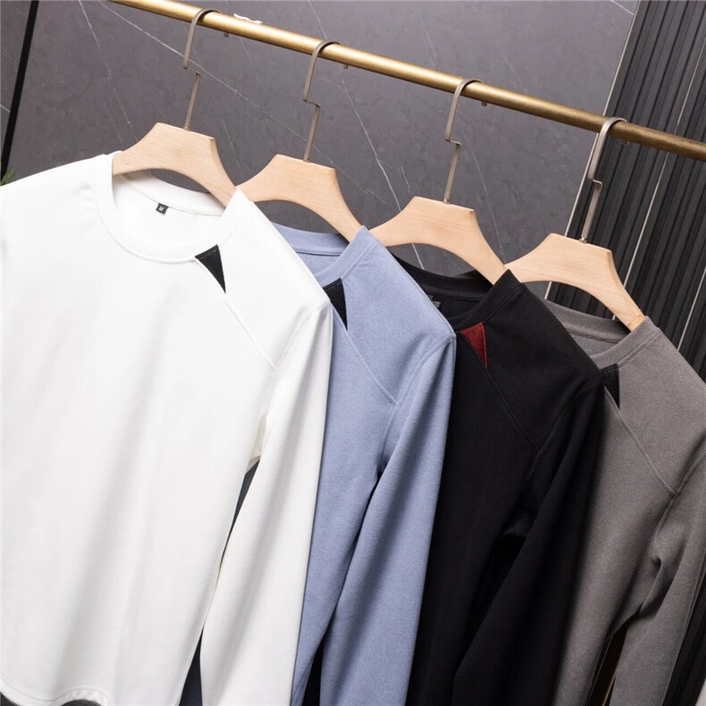 德绒牙签面料保暖性好面料柔软细腻舒适长袖打底衫AFL032-38，男装T恤，电商A466