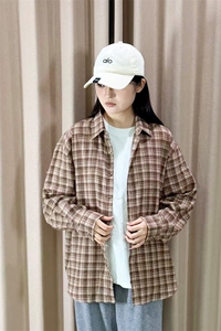 春季新款现货（跨境电商）格子男女情侣款潮流宽松格纹衬衣图片