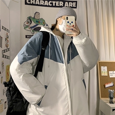 1港风连帽宽松休闲拉链时尚大码M-5XL情侣棉服外套男7786P60控98，男装棉衣，星座226-2