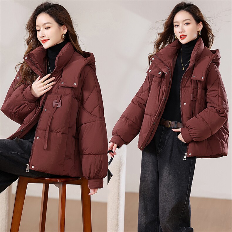 2024冬季新款时尚气质优雅宽松舒适保暖中短款棉衣，女装棉衣/棉服，香香