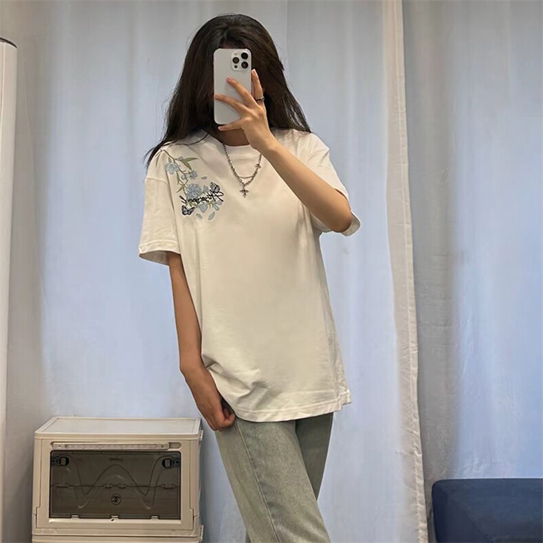 万针全刺绣解构设计260克重磅双纱纯棉高品质美式高街短袖T恤特35,男装T恤,电商A486