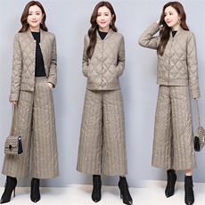 2022秋冬休闲棉衣套装阔腿裤两件套，女装棉衣/棉服，悠米