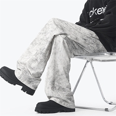 美式高街小众休闲裤男扎染弯刀裤痞帅潮牌长裤子K8825/P5578，男装休闲裤，电商D202