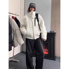 现货5W件冬季三防重磅硬挺boxy短款羽绒立领PU皮棉衣外套加厚棉服，男装棉衣，电商A486