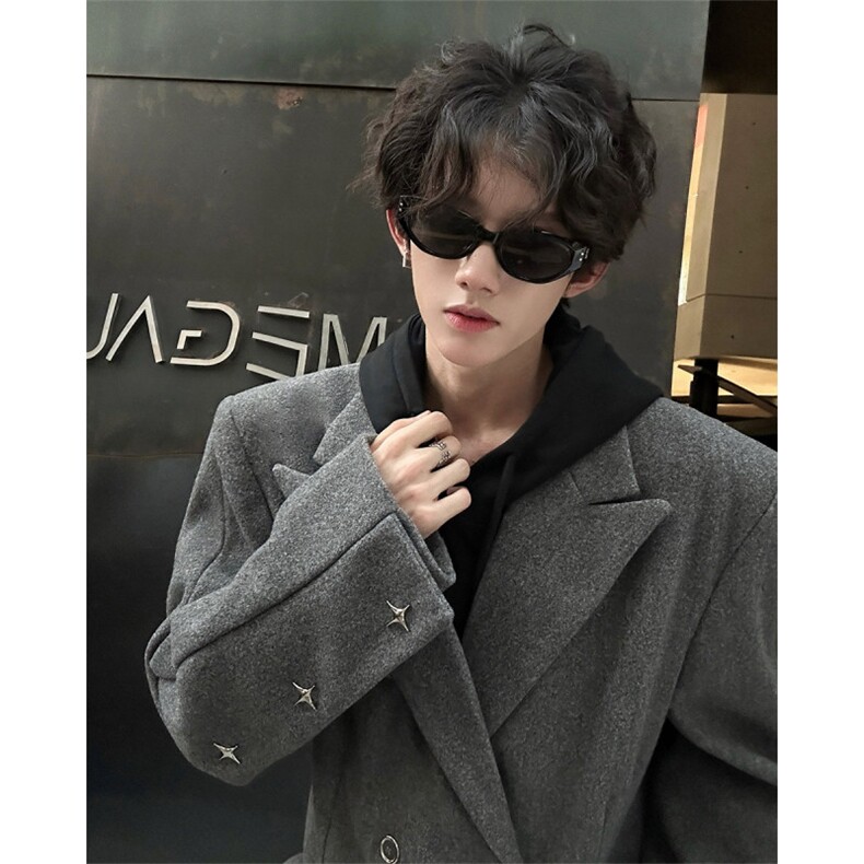 秋冬季毛呢大衣男韩版过膝呢子外套风衣XZ811A-F198-P128，男装风衣，星座811A