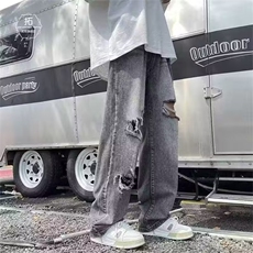 美式高街牛仔裤男破洞做旧帅气个性2024秋冬ins宽松长裤RK794-P42，男装牛仔裤，星座412-3