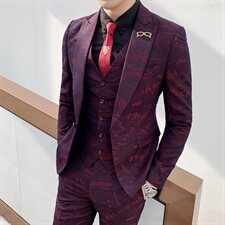 新郎结婚礼服西服套装三件套男士休闲提花西装A470-TZ06，男装西服套装，电商A207