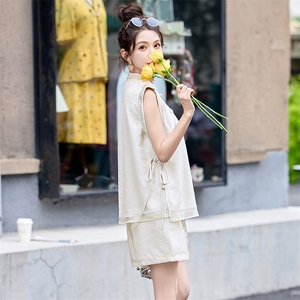 中式国风刺绣短裤两件套女2024夏天穿搭一整套禅意茶服清冷感套装图片