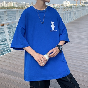 1港风小熊印花休闲情侣日系潮大码短袖T恤男DT7736P25控38图片