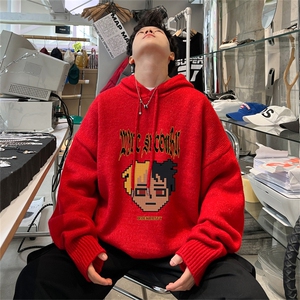 高品秋冬季连帽毛衣男复古慵懒风针织衫毛衣外套MYL3335-P65控88图片