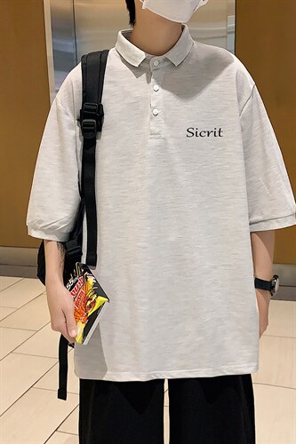 PL57098-P35 翻领短袖polo衫男大码胖子半袖t恤男有领保罗衫 模特图片
