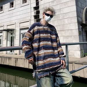 美式圆领毛衣男慵懒风休闲针织衫 M70 P58图片